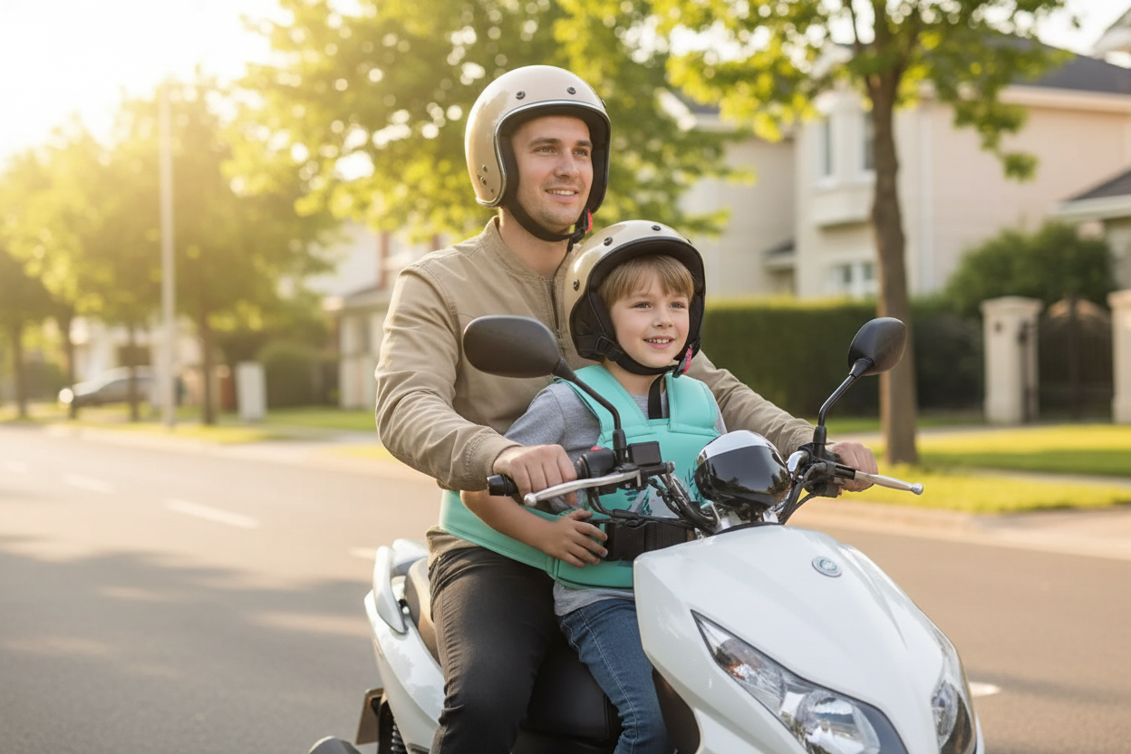 CHALECO DE SEGURIDAD PARA NIÑOS EN MOTO product